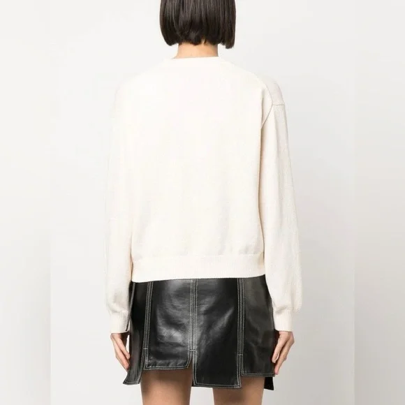 KENZO Logo Comfort Wool Sweater In White Size M